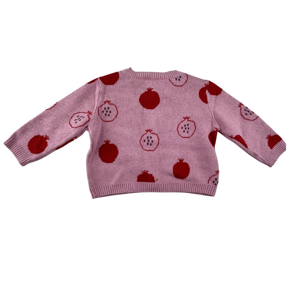 NWT Tea Collection Baby Cardigan 6-9 Months Pink Pomegranate Knit Sweater - Picture 2 of 5